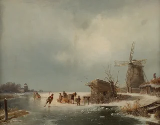 Winterlandschap met schaatsers
