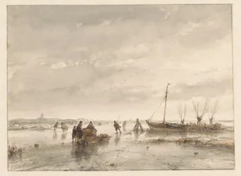 Winterlandschap met bevroren meer