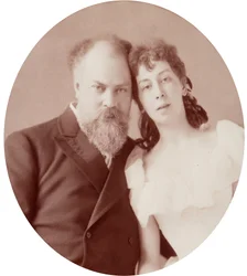 Portret van de kunstenaar Konstantin Yegorovich Makovsky met zijn vrouw