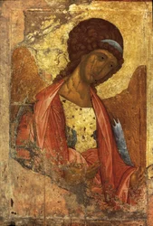 De aartsengel Michaël (Russisch icoon), door Andrei Rublev of Andrej Rubljov (1360-1430), geschilderd tussen 1410 en 1420