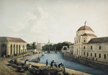 Uitzicht op de Moika Rivier bij de Keizerlijke Stallen, Sint-Petersburg, Rusland