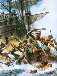Het schip van Abel Tasman wordt aangevallen door Maori