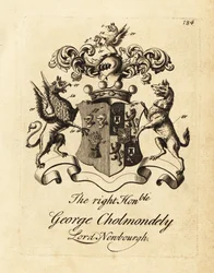 Wapen van de Hooggeachte George Cholmondely, Lord Newbourgh, 2e Graaf van Cholmondeley