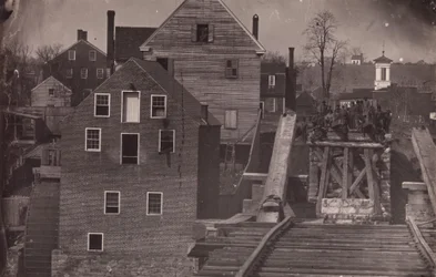 Einde van de brug na de aanval van Burnside, Fredericksburg, Virginia