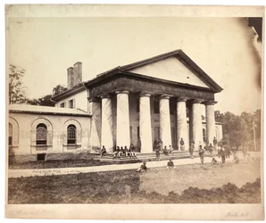 Voorkant van Arlington House, 28 juni 1864 (sepia foto)