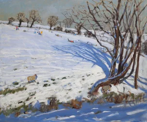 Kinderen sleeën,Derbyshire (olieverf op doek)