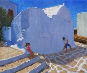 Cricket bij de kerkmuur, Mykonos