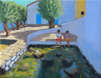 Vijver met vissen, Milos, Griekenland, 2017