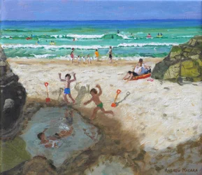 Plezier in het zeebad, St Ives, 2024 (olieverf op doek)
