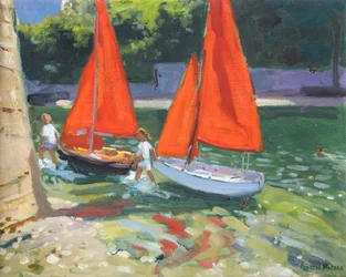 Meisjes met zeilboten Looe, 2014