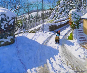 Sleeën in Wirksworth, Derbyshire, 2024 ( olieverf op doek)