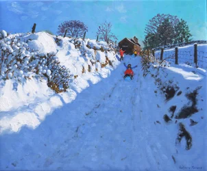 Sleeën, bij Oakerthorpe Rd, Wirksworth, 2021 (olieverf op doek)