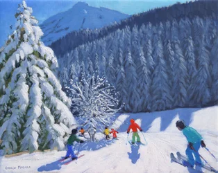 Met sneeuw bedekte bomen, La Clusaz, Frankrijk, 2015