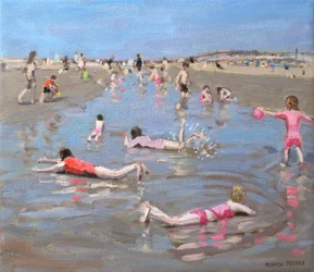 Nat zand, West Wittering (olieverf op doek)