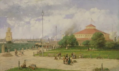 De haven van New York en Castle Garden, 1885