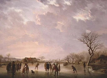 Winterscène met schaatsers