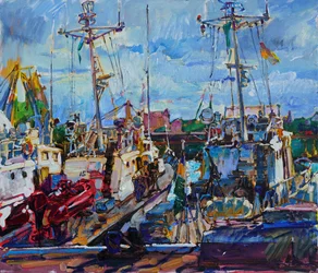 Kleurrijke havenboten