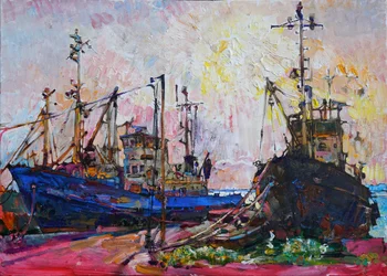 Kleurrijke havenboten