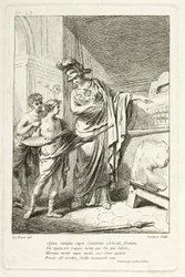 Minerva leert een jonge kunstenaar, illustratie voor de Catalogue historique du Cabinet door Mariette