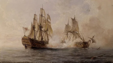 Gevecht van het schip Glorioso met de Britse Dartmouth in 1747 - 19e eeuw