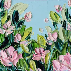 Roze bloemblaadjes, blauwe lucht