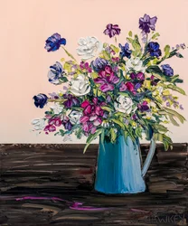 Levendige bloemen in impasto-stijl