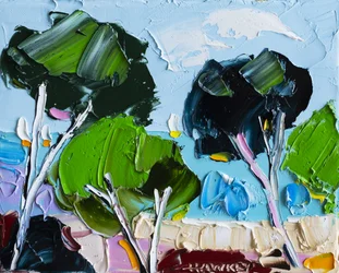 Levendig landschap in impasto-stijl