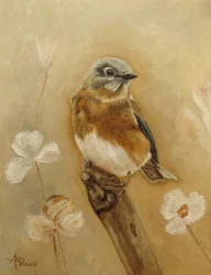 Zachte vogel en bloemen