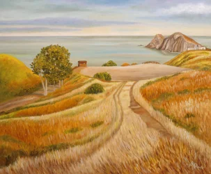 Goudkleurig kustlandschap