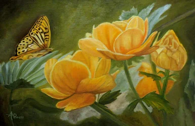 Gouden bloemen vlinder