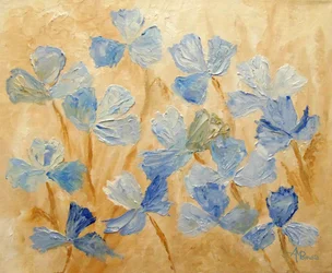 Blauwe bloemen met textuur