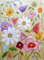 Speelse bloementuin