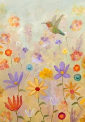 Speelse kolibri-tuin