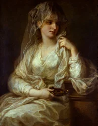 Portret van een dame als een Vestaalse maagd