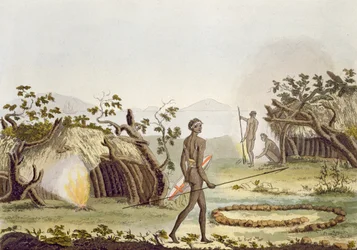 Inheemse hut, Nieuw-Holland, plaat 64 uit 