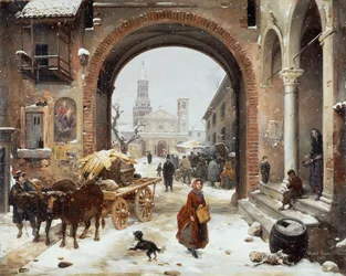 Wintermarkt voor de Abdij van Clairvaux