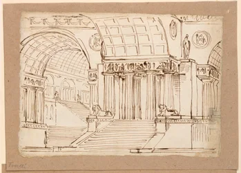 Toneelontwerp, antiek gebouw met gewelven