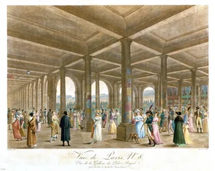 Arcade van het Palais Royal, gegraveerd door Coquerel