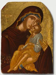 Icoon van de Moeder Gods en het Kind Christus Virgin Eleousa, ca. 1425-50