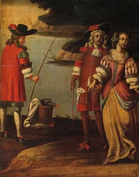 Vierdelig dubbelzijdig scherm, ca. 1700 (detail)