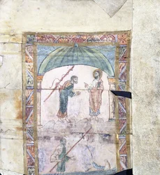 Christus onderwijst Petrus in Kafarnaüm over de belasting, ca. 1000 AD