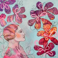 Vintage Vrouw: Bloemendroom