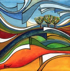 Abstracte heuvels en bomen