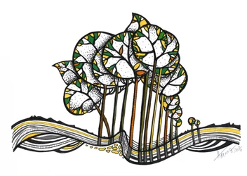 Speelse boomillustratie