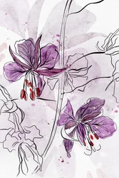 Paarse bloemen in aquarel