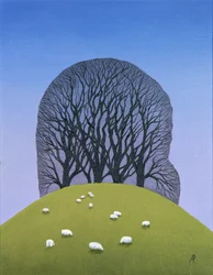 Heuveltop met schapen, 2017