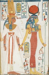 Kopie van muurschildering uit het graf van koningin Nefertari, Thebe, 20e eeuw