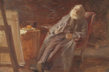 De Schilder Vilhelm Kyhn die zijn Pijp Rookt