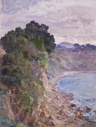 Kliffen aan de kust van Sanary, Provence (olieverf op doek)