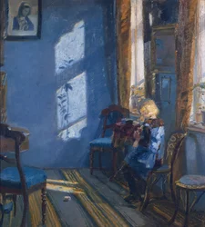 Zonneschijn in de blauwe woonkamer